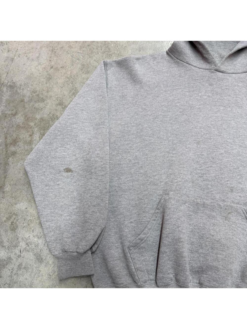 vintage russell athletics grey blank heavyweight hoodie xl HAS STAIN ON SLEEVE - Picture 2 of 4